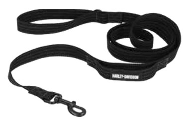 Harley-Davidson 72 Inch Nylon H-D Rubber Logo Patch Pet Leash - Solid Black - Wisconsin Harley-Davidson