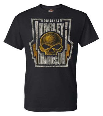 Harley-Davidson Men's Copper Willie G Skull Stretch Graphic Cotton Tee Shirt Blk - Wisconsin Harley-Davidson