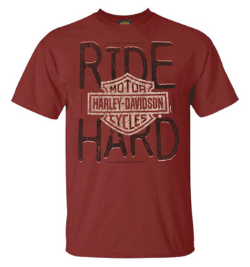 Harley-Davidson Men's Ride Hard & Rust Printed Graphic Cotton Tee Shirt, Orange - Wisconsin Harley-Davidson