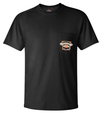 Harley-Davidson Men's Pump Label Bar & Shield Pocket Cotton Tee, Black - Wisconsin Harley-Davidson