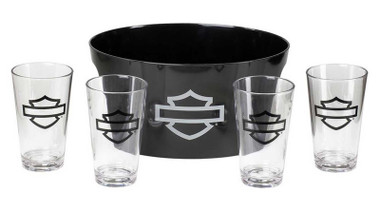 Harley-Davidson Bar & Shield Party Tub with Four 16 oz. Pint Glasses Set - Wisconsin Harley-Davidson