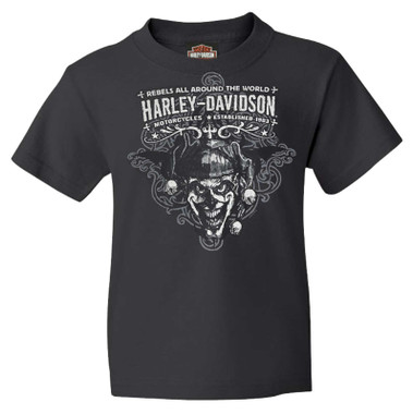 Harley-Davidson Youth Rebel Jester Graphic Short Sleeve Tee Shirt, Black - Wisconsin Harley-Davidson