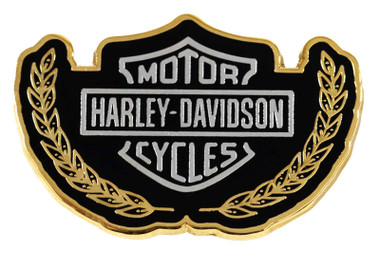 Harley-Davidson 1.5 inch. Roman Bar & Shield Logo Metal Pin, Gold Finish - Wisconsin Harley-Davidson
