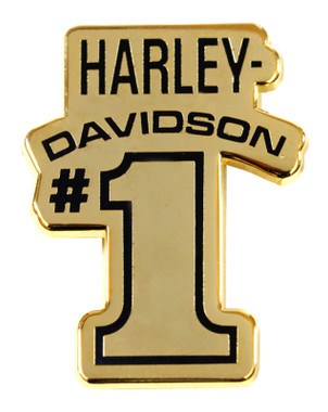 Harley-Davidson 1.25 inch. First Place #1 Racing Metal Pin, Gold Finish - Wisconsin Harley-Davidson