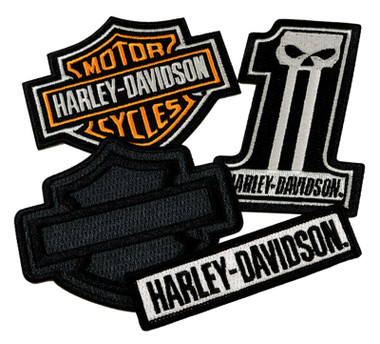 Harley-Davidson Classic H-D Logos Emblem Sew-On Patch Pack - Black/Orange - Wisconsin Harley-Davidson