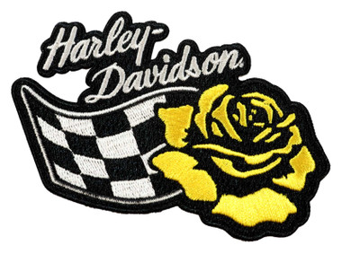 Harley-Davidson 5 in. Embroidered Amber Rose Emblem Sew-On Patch - Yellow - Wisconsin Harley-Davidson