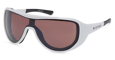 Harley-Davidson Men's Badlands Shield Sunglasses, Shiny White Plastic Frames - Wisconsin Harley-Davidson