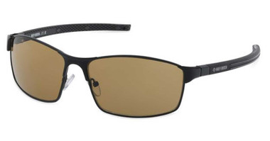 Harley-Davidson Men's Square Metal Sunglasses, Matte Black Frames & Brown Lenses - Wisconsin Harley-Davidson
