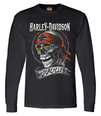 Harley-Davidson® Men's Distressed Ragged Skull Crew-Neck Long