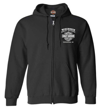 Harley-Davidson Men's Ragged Willie G Skull Cotton-Blend Zip-Up Hoodie, Black - Wisconsin Harley-Davidson