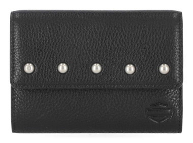 Harley-Davidson Women's Pebble Leather Bar & Shield Billfold Wallet - Black - Wisconsin Harley-Davidson