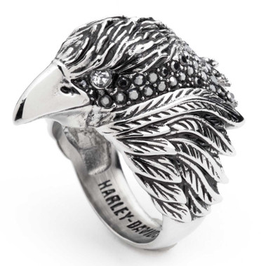 Harley-Davidson Men's Sculpted Eagle Head Ring, Silver Stainless Steel - Wisconsin Harley-Davidson