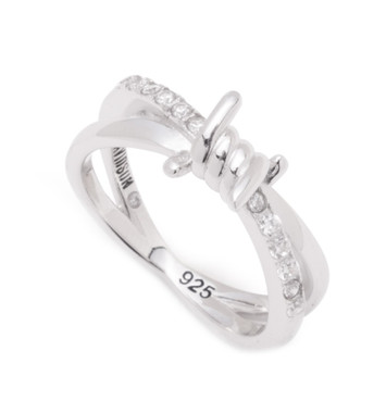 Harley-Davidson Women's Barbed Wire Crystal Stones Ring, Sterling Silver - Wisconsin Harley-Davidson