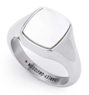 Harley-Davidson Women's Mother of Pearl Stone Signet Ring - Stainless Steel - Wisconsin Harley-Davidson