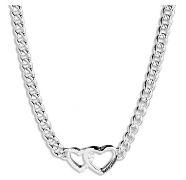 Harley-Davidson Women's 17 in. Double Interlocked Heart Curb Chain Necklace - Wisconsin Harley-Davidson