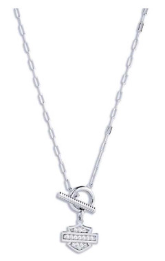 Harley-Davidson Women's 16 in. Bar & Shield Logo Toggle Pendant Necklace, Silver - Wisconsin Harley-Davidson