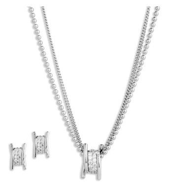 Harley-Davidson Womens Crystal Barbed Wire Necklace & Earring Set, Silver - Wisconsin Harley-Davidson