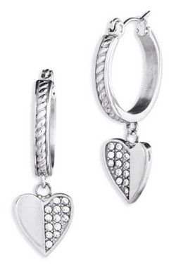 Harley-Davidson Women's Twisted Rope Heart Drop Hoop Earrings, Stainless Steel - Wisconsin Harley-Davidson