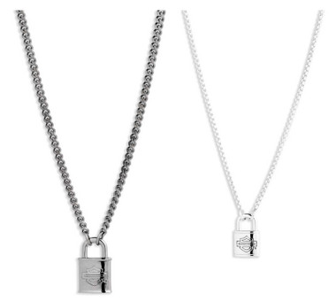 Harley-Davidson His & Hers Bar & Shield Logo Lock Necklace Set - 22 & 16 Inch - Wisconsin Harley-Davidson