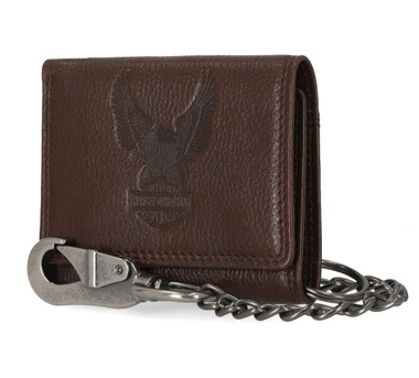 Harley-Davidson® Men's Genuine Leather Iconic B&S Eagle Bifold