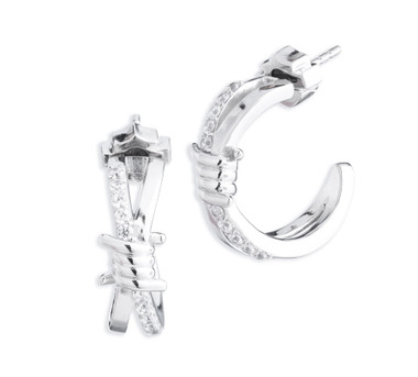 Harley-Davidson Women's Bling Twisted Wire Hoop Earrings - Sterling Silver - Wisconsin Harley-Davidson