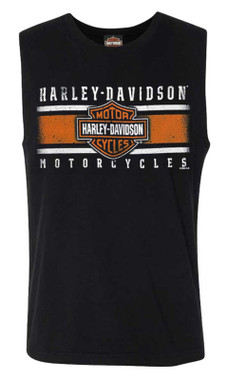Harley-Davidson Men's Iconic Bar & Shield Crew-Neck Sleeveless Muscle Tee, Black - Wisconsin Harley-Davidson