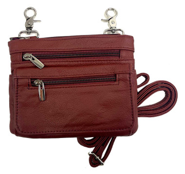 RCS Women's Genuine Leather Hip Bag With Adjustable Shoulder Strap - Red - Wisconsin Harley-Davidson
