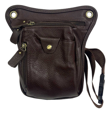 RCS Women's Genuine Leather Stylish Crossbody Purse With Leg Strap - Brown - Wisconsin Harley-Davidson