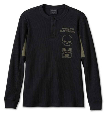 Harley-Davidson Men's Willie G Skull Thermal Long Sleeve Shirt, Black 96203-24VM - Wisconsin Harley-Davidson