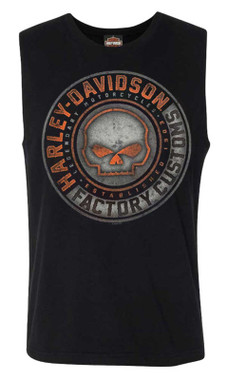 Harley-Davidson Men's Halo Willie G Skull Sleeveless Cotton Muscle Tee, Black - Wisconsin Harley-Davidson