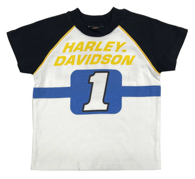 Harley-Davidson Little Boys' Racing Short Sleeve Raglan Colorblocked Tee - Wisconsin Harley-Davidson