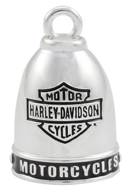 Harley-Davidson Motorcycle H-D Classic Bar & Shield Ride Bell - Black On Silver - Wisconsin Harley-Davidson