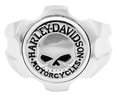 Harley-Davidson Men's Axel Skull Ring Silver & Black, Stainless Steel - Wisconsin Harley-Davidson