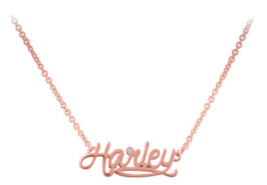 Harley-Davidson Women's Cursive Harley Rose Gold Necklace - Sterling Silver - Wisconsin Harley-Davidson