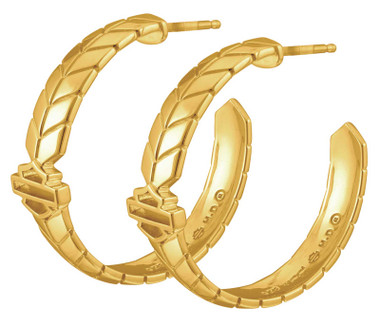Harley-Davidson Women's Gold Plated Insignia Bar & Shield Hoop Earrings - Wisconsin Harley-Davidson