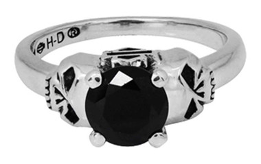 Harley-Davidson Women's Double Sided Willie G Skull Black Stone Ring, Silver - Wisconsin Harley-Davidson