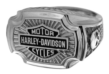 Harley-Davidson Men's Engraved Bar & Shield Classic Ring, Sterling Silver - Wisconsin Harley-Davidson