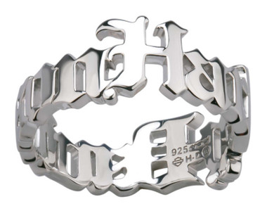 Harley-Davidson Women's Old English H-D Script Band Ring, Sterling Silver - Wisconsin Harley-Davidson
