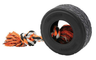 Harley-Davidson Rubber Tire w/ Knotted Cotton Rope Handle Dog Toy - Large - Wisconsin Harley-Davidson