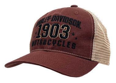Harley-Davidson Men's Greased 1903 Adjustable Snapback Mesh Trucker Hat - Rust - Wisconsin Harley-Davidson