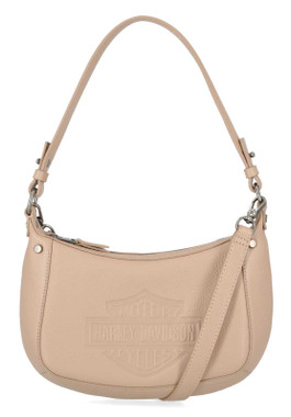 Harley-Davidson Women's Flat Studded Bar & Shield Leather Hobo Bag - Tan - Wisconsin Harley-Davidson