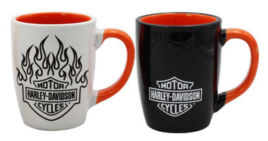 Harley-Davidson Bar & Shield Flames Ceramic Mug Set - 15 oz. - Color Change - Wisconsin Harley-Davidson