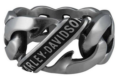 Harley-Davidson® Men's Engraved Raised H-D Logo Ring, Stainless