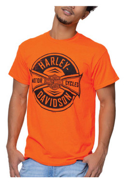 Harley-Davidson Men's Bar & Shield Take Cover Short Sleeve Tee - Safety Orange - Wisconsin Harley-Davidson