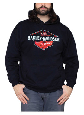 Harley-Davidson Men's Freedom Machines H-D Pullover Fleece Hoodie - Black - Wisconsin Harley-Davidson