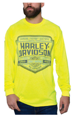 Harley-Davidson Men's Energized Bar & Shield Long Sleeve Shirt - Safety Green - Wisconsin Harley-Davidson