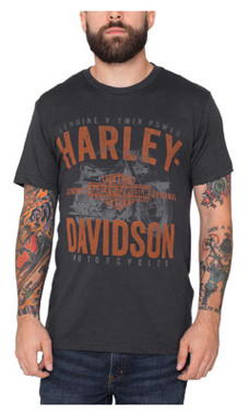 Harley-Davidson Men's Backdrop Distressed Short Sleeve T-Shirt, Graphite Black - Wisconsin Harley-Davidson