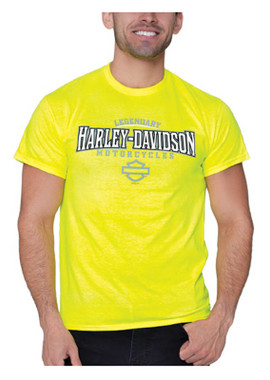 Harley-Davidson Men's Buster Bar & Shield Short Sleeve T-Shirt - Safety Green - Wisconsin Harley-Davidson