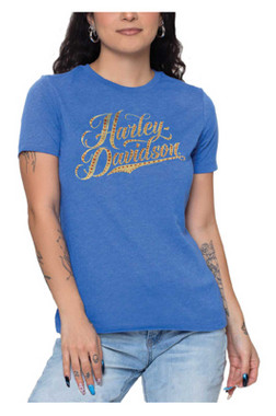 Harley-Davidson Women's Way Famous Embellished Short Sleeve T-Shirt, Royal - Wisconsin Harley-Davidson