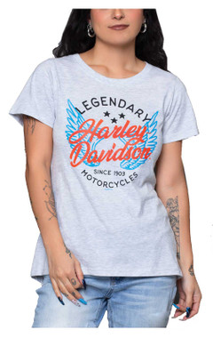 Harley-Davidson Women's Ideal Wings Short Sleeve Scoop Neck T-Shirt, White - Wisconsin Harley-Davidson